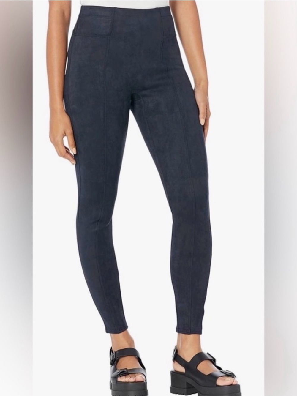 SPANX Suede High-Waist Dark Navy Leggings
